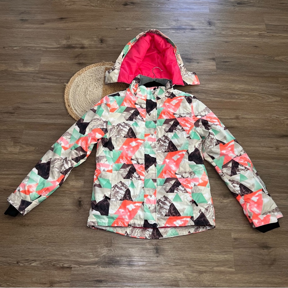 SEARIPE Abstract Mountain Multi-color Removable Hood Ski Snowboard Jacket